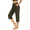thumbnail image 1 of AherBiu Capri Pants for Women Yoga Pants 3/4 Length Crossover V-Waisted Stretch Summer Casual Capris with Pockets, 1 of 8