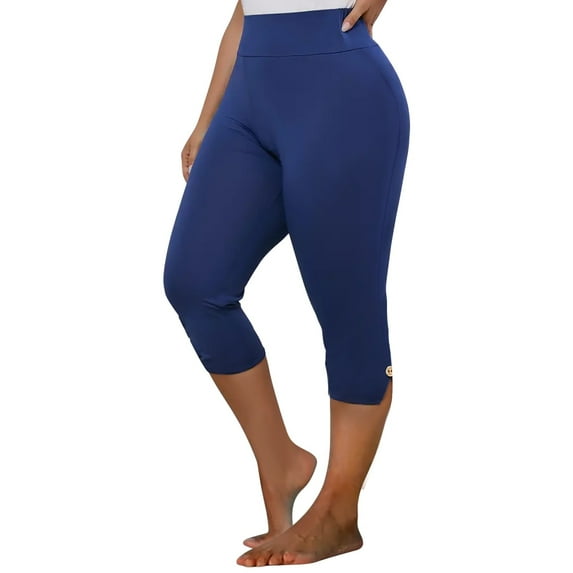 AherBiu Capri Yoga Leggings for Women High Waisted Stretchy Summer Bottom Leggings Pants 3/4 Length