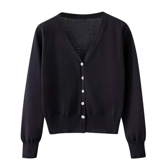 AherBiu Cardigan Sweaters for Women Lightweight Open Front Button down V Neck Fall Knitwear Long Sleeve Outwear