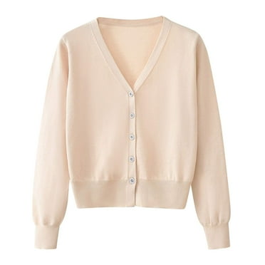 AherBiu Cardigan Sweaters for Women Lightweight Open Front Button down V Neck Fall Knitwear Long Sleeve Outwear