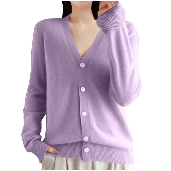AherBiu Cardigans for Women Button down V Neck Long Sleeve Lightweight Casual Sweater Outwear