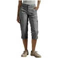 thumbnail image 1 of AherBiu Cargo Capri Pants for Women Button High Waisted Straight Leg Roll-Up Hem Hiking Capris with Pockets, 1 of 8