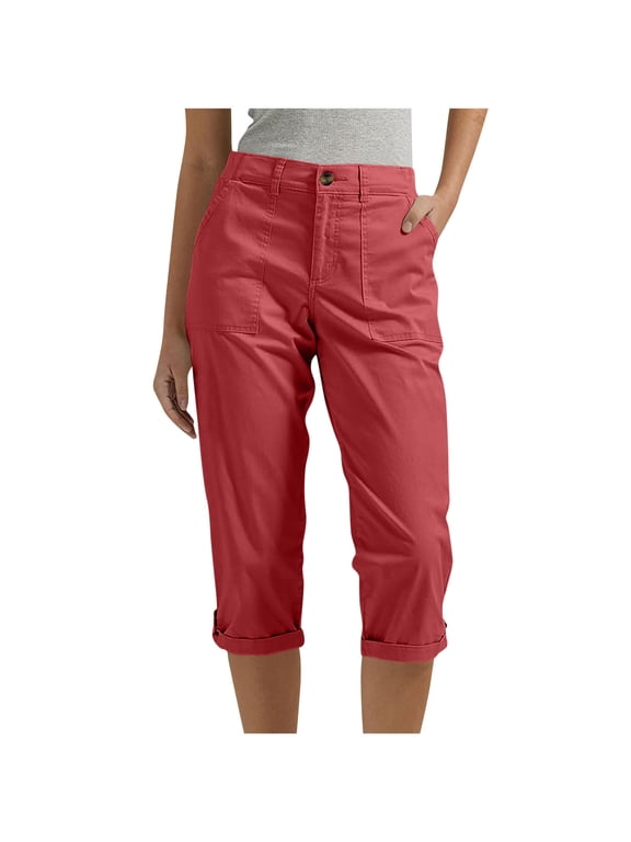 Cargo Capri Pants for Women High Waisted Streetwear Hiking Cargos Straight Leg Capris with Multi Pockets