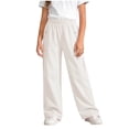 thumbnail image 1 of AherBiu Cargo Pants for Girls Kids Teens Athltic Hiking Pants Elastic High Waisted Straight Leg Loose Trousers with Multi Pockets(15-16 Years,White), 1 of 5