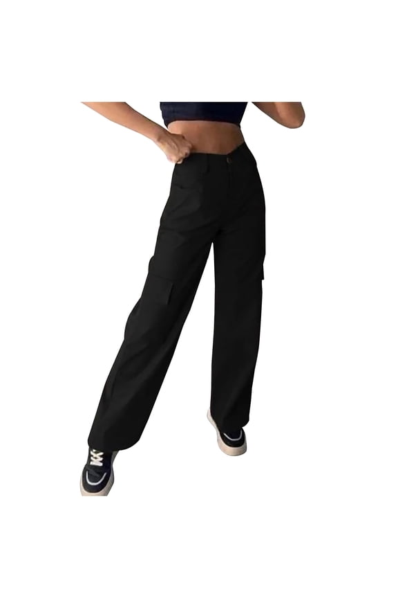 Cargo Pants for Women Straight Leg High Waisted Streetwear Juniors Cargos Casual Trousers with Pockets