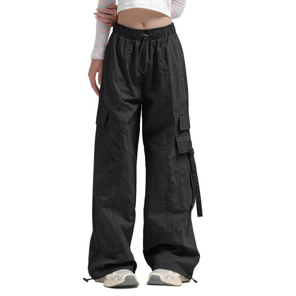 AherBiu Cargo Pants for Women Wide Leg Baggy Loose High Waisted Juniors Hiking Cargos with Multi Pockets