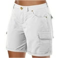 thumbnail image 1 of AherBiu Cargo Shorts for Women Button High Waisted Roll-Up Hem Streetwear Juniors Classic Short Cargos, 1 of 4
