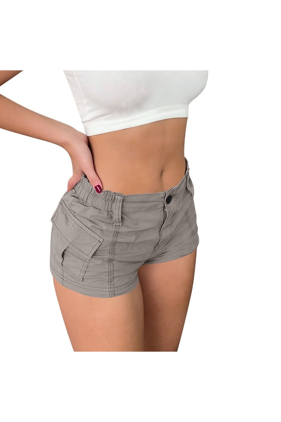 Cargo Shorts for Women Elastic Waisted Casual Fitted Juniors Streetwear Summer Cargos with Multi Pockets