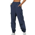 thumbnail image 1 of AherBiu Cargo Sweatpants for Women Cinch Bottom Jogger Pants Elastic High Waisted Workout Trousers with Pockets, 1 of 1