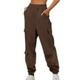 thumbnail image 1 of AherBiu Cargo Sweatpants for Women Cinch Bottom Jogger Pants Elastic High Waisted Workout Trousers with Pockets, 1 of 6