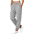 thumbnail image 1 of AherBiu Cargo Sweatpants for Women Lightfleece Lined Cinch Bottom Joggers Elastic Waisted Casual Loose Fitted Pants with Pockets(3X-Large,Gray), 1 of 8