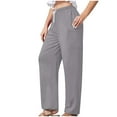 thumbnail image 1 of AherBiu Casual Pants for Women Drawstring Elastic High Waisted Loose Fitted Pajamas Sweatpants with Pockets, 1 of 7