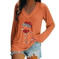 thumbnail image 1 of AherBiu Christmas Tops for Women Long Sleeve V Neck Printed Loose Comfy Basic Layer T Shirts Blouse, 1 of 5