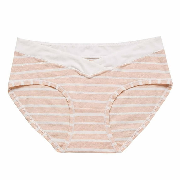 AherBiu Cotton Briefs for Women Crossover Waist Striped Everyday Panties Classic Stretchy Comfort Underwear