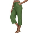 thumbnail image 1 of AherBiu Cotton Linen Capri Pants for Women Lightweight Summer Capirs with Pockets Elastic High Waisted Straight Leg Capris, 1 of 9