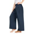 thumbnail image 1 of AherBiu Cotton Linen Pants for Girls Teens Wide Leg High Waisted Lightweight Summer Casual Trousers with Pockets, 1 of 4