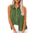 thumbnail image 1 of AherBiu Cotton Linen Shirts for Women Sleeveless Button down Lapel V Neck Summer Tank Tops with Pocket, 1 of 6