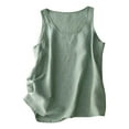 thumbnail image 1 of AherBiu Cotton Linen Tank Tops for Women Sleeveless Round Neck Summer Lightweight Cami Tees Shirts, 1 of 7