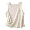 thumbnail image 1 of AherBiu Cotton Linen Tank Tops for Women Sleeveless Square Neck Summer Lightweight Basic Tees Shirts, 1 of 7