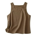 thumbnail image 1 of AherBiu Cotton Linen Tank Tops for Women Sleeveless Square Neck Summer Lightweight Basic Tees Shirts, 1 of 7