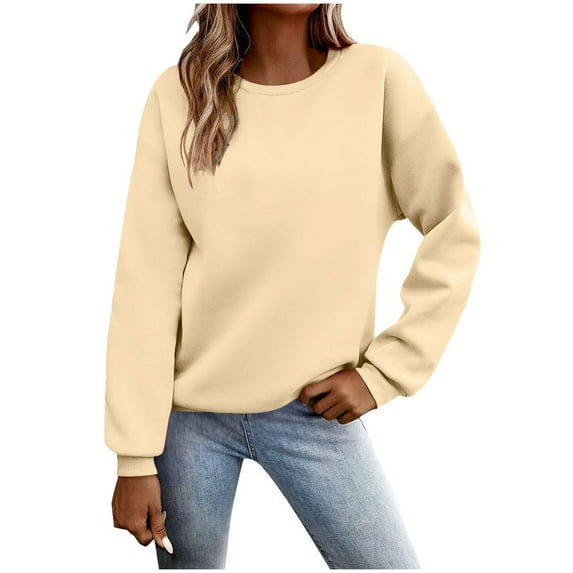 AherBiu Crewneck Sweatshirt for Women Basic Activewear T Shirts Long Sleeve Tops Casual Loose Pullover