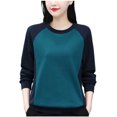 thumbnail image 1 of AherBiu Crewneck Sweatshirt for Women Color Blocked Long Sleeve Tops Fuzzy Warm Pullover Winter Clothes, 1 of 3