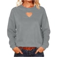thumbnail image 1 of AherBiu Crewneck Sweatshirt for Women Long Sleeve Tops Cutout Front Casual Loose Fitted Pullover Tops, 1 of 9
