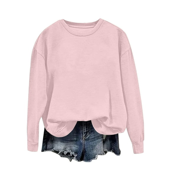 AherBiu Crewneck Sweatshirt for Women Long Sleeve Tops T Shirts Casual Loose Basic Pullover Tees