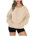 thumbnail image 1 of AherBiu Crewneck Sweatshirts for Women Long Sleeve Oversized Boyfriend Juniors Pullover Tops with Pocket, 1 of 5