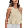 thumbnail image 1 of AherBiu Crop Tank Tops for Women Sleeveless Ruffle Cute Shirts Crewneck Summer Casual Tanks, 1 of 7