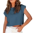 thumbnail image 1 of AherBiu Crop Tops for Women Cap Sleeve Summer Casual Basic Top Tees Shirts Crewneck Comfy T-Shirts, 1 of 6