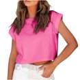 thumbnail image 1 of AherBiu Crop Tops for Women Cap Sleeve Summer Casual Basic Top Tees Shirts Crewneck Comfy T-Shirts, 1 of 7