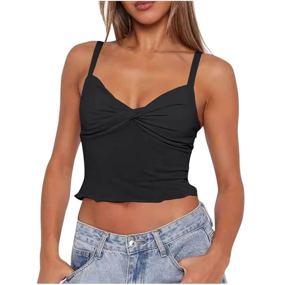 AherBiu Crop Tops for Women Low Cut Cute Tank Camisole Going out Tops Sleeveless Square Neck Undershirts