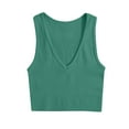thumbnail image 1 of AherBiu Crop Tops for Women Ribbed Tank Tops Deep V Neck Tees Stretchy Slim Going out Tops Shirts, 1 of 3
