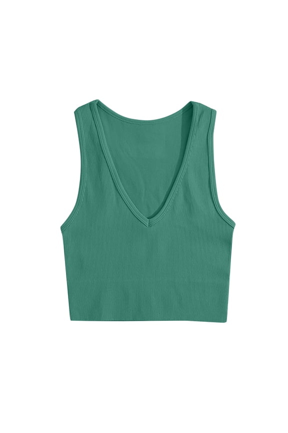 Crop Tops for Women Ribbed Tank Tops Deep V Neck Tees Stretchy Slim Going out Tops Shirts