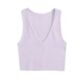 thumbnail image 1 of AherBiu Crop Tops for Women Ribbed Tank Tops Deep V Neck Tees Stretchy Slim Going out Tops Shirts, 1 of 3