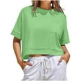 thumbnail image 1 of AherBiu Crop Tops for Women Short Sleeve Crewneck Workout Top Tees Tshirt Summer Casual Loose Shirts, 1 of 8