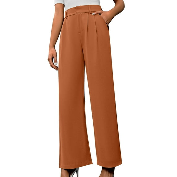 AherBiu Dress Pants for Women Straight Leg High Waisted Business Casual Work Office Trousers with Pockets