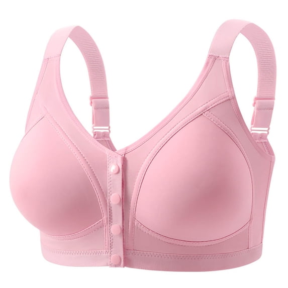 AherBiu Everyday Bras for Women Comfort Full Coverage Gathered Button Front Open Wirefree Bralette