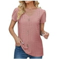 thumbnail image 1 of AherBiu Eyelet Tops for Women Short Petal Sleeve V Neck Summer Dressy Casual Shirt Tunic Blouse, 1 of 3
