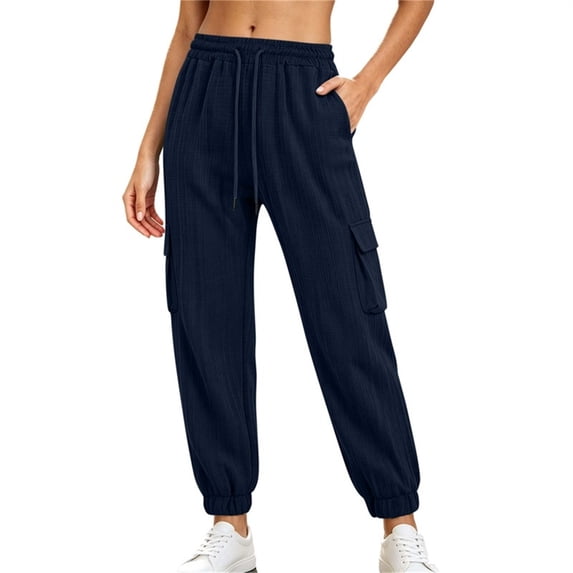 AherBiu Fall Casual Pants for Women Drawstring Elastic Waisted Loose ...