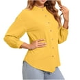 thumbnail image 1 of AherBiu Fall Going out Tops for Women Button down V Neck Shirts Long Sleeve Solid Color Basic Blouse Shirt, 1 of 4