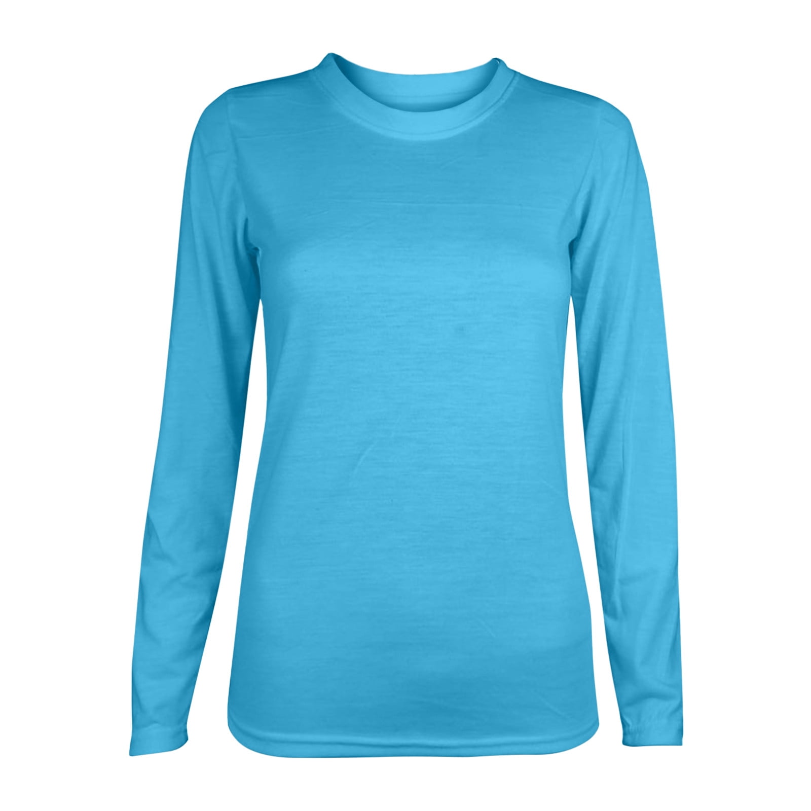 AherBiu Womens Tops Built in Bra Long Sleeve Crew Neck Comfy Pajama Tees  Solid Color Sleepwear Soft Tshirts
