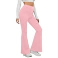 thumbnail image 1 of AherBiu Flare Yoga Pants for Women High Waisted Ribbed Bell Bottom Joggers Workout Athletic Pants, 1 of 7