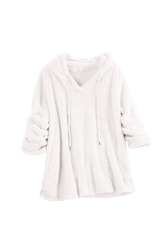 Fleece Hoodie for Women Plush Fuzzy Warm Sweatshirt Pullover Long Sleeve Tops Winter Clothes
