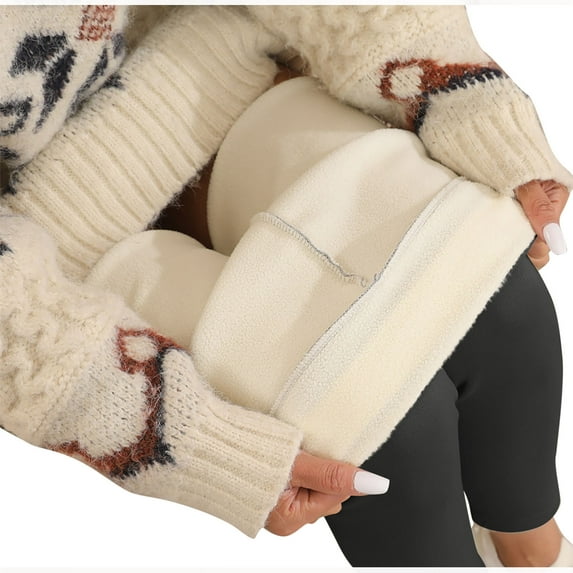 AherBiu Fleece Lined Leggings for Women Thermal Warm Bottom Legging Pants High Waisted Slim Fitted Yoga Pants