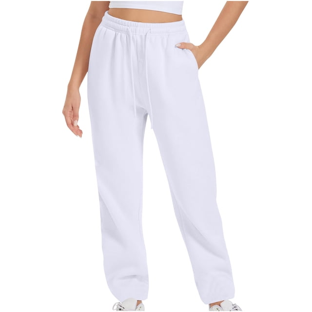AherBiu Fleece Lined Sweatpants for Women Drawstring Elastic High Waisted Joggers Athletic Pants Trousers