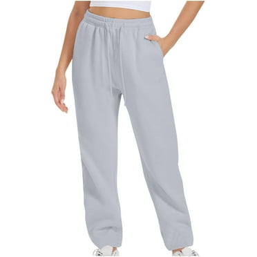 AherBiu Fleece Lined Sweatpants for Women Drawstring Elastic High Waisted Joggers Athletic Pants Trousers