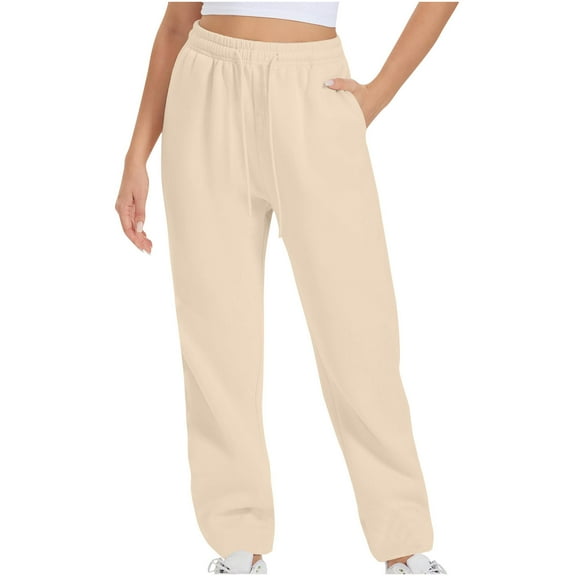 AherBiu Fleece Lined Sweatpants for Women Drawstring Elastic High Waisted Joggers Athletic Pants Trousers