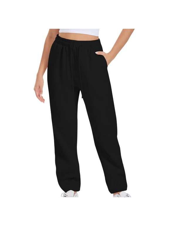 Fleece Lined Sweatpants for Women Drawstring Elastic High Waisted Joggers Athletic Pants Trousers